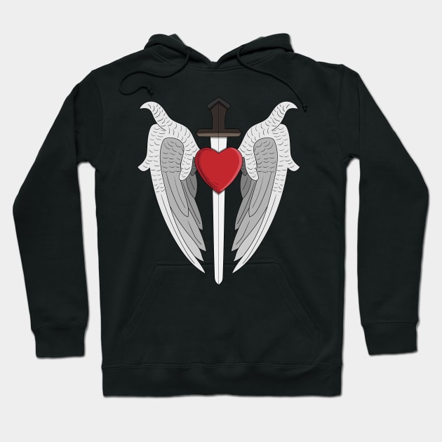 angel wings heart and sword Hoodie by maricetak